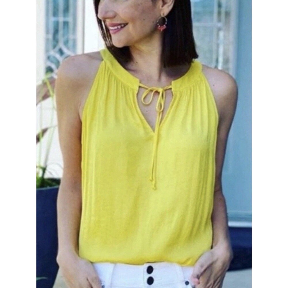 CAbi #Sunshine Cami Tank Top Blouse Yellow Size Large #5725 Colorful Twee Preppy